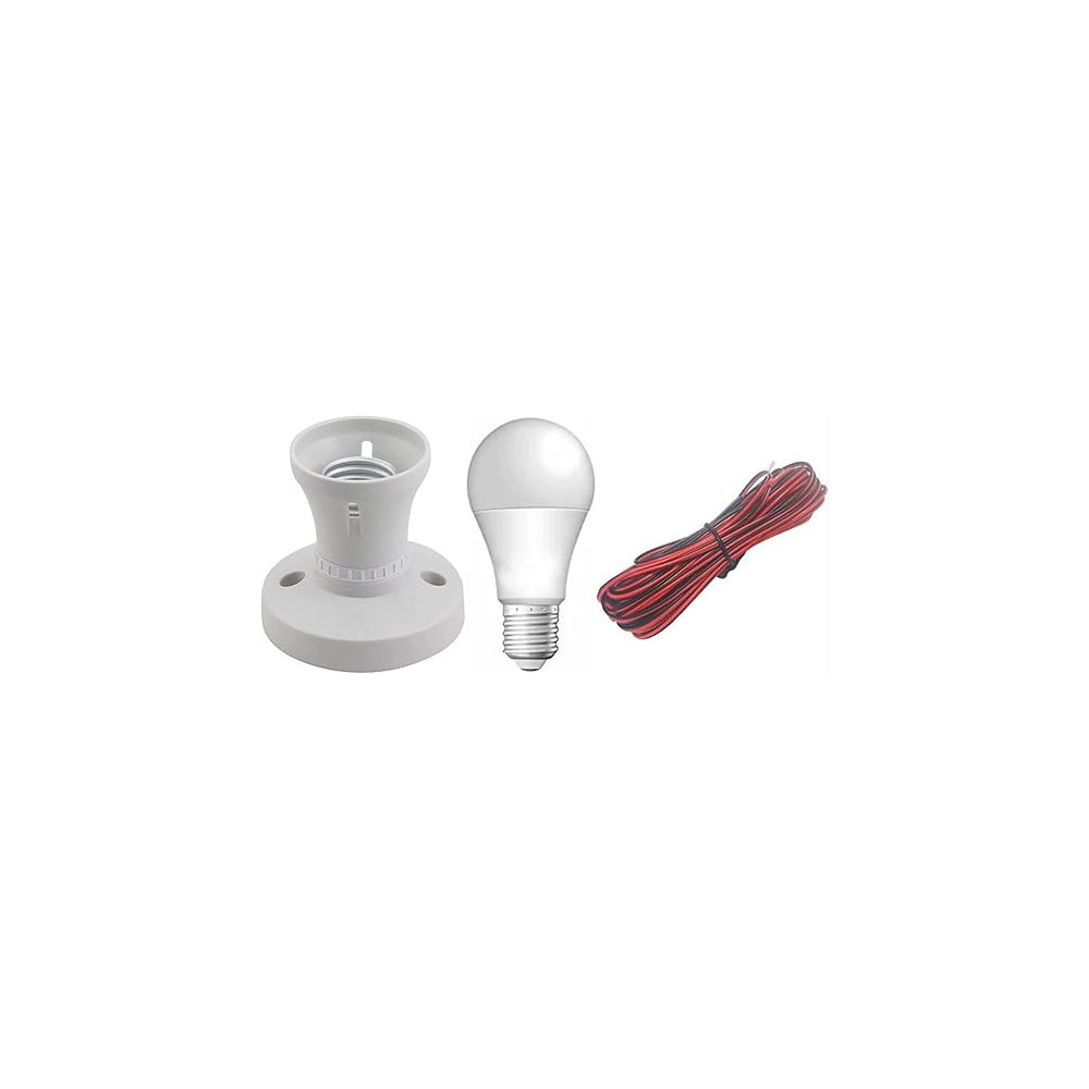 Abbas Ali E27 LED Bulb Kit with 12W Bulbs, Bulb Holder, and 20m B/R Cable