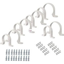 Abbas Ali PVC White U Clamps with Screws and Nylon Plugs, 3/4 Inch, 10 Piece Set for Pipe Support and Fixing