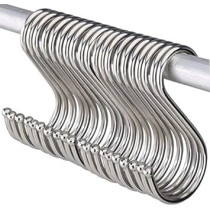 Abbas Ali 20 Pack Large Multifunction Stainless Steel S Hooks, Round Polished, Chef Kitchen Tools