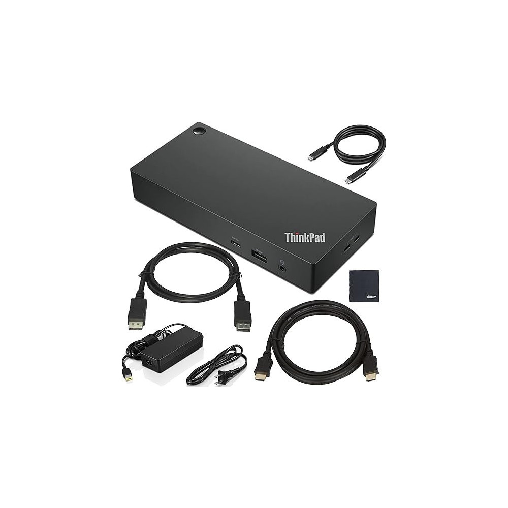 Lenovo Thinkpad Usb Type-C Dock Gen 2 With 4K Plus Zoomspeed Hdmi Cable (With Ethernet) Plus Zoomspeed Displayport Cable Plus Starter Bundle, Black (40Ay0090Us)