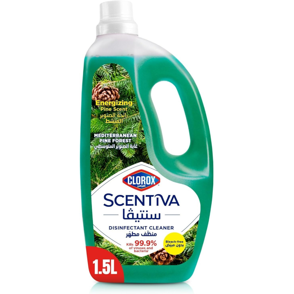 Clorox Scentiva Disinfectant Floor Cleaner, Mediterranean Pine Forest, Kills 99.9% Of Viruses And Bacteria, 1.5L