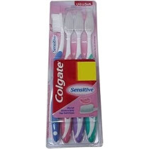 Colgate Sensitive Manual Toothbrushes For Adults, Ultra Soft, 4 Pieces, Multicolor