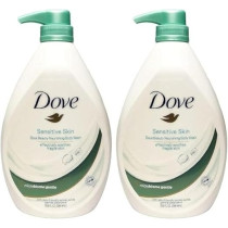 Dove Men+Care Sensitive Skin Nourishing Body Wash Pump, 33.8 Ounce / 1 Liter (Pack Of 2)