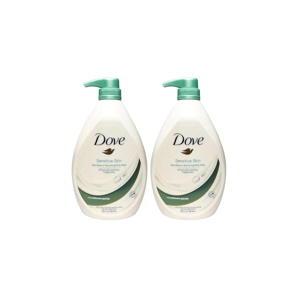 Dove Men+Care Sensitive Skin Nourishing Body Wash Pump, 33.8 Ounce / 1 Liter (Pack Of 2)