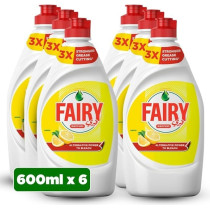 Fairy Max Plus Lemon Dishwashing Liquid With Bleach Alternative Power, 6 X 600Ml