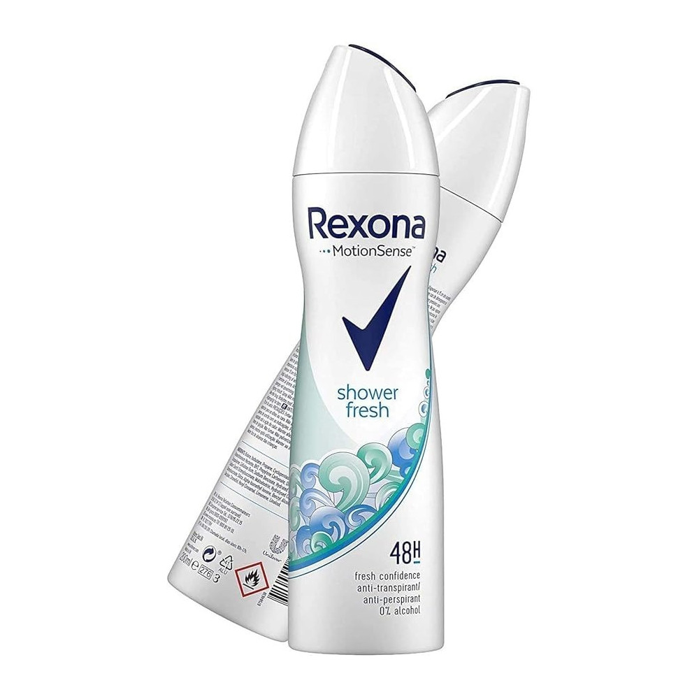 Rexona Motion Sense Shower Fresh Antiperspirant 48-Hour Fresh Confidence Anti-Transpirant Protection Spray Pack Of 2 X 150Ml