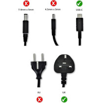 Dell Latitude 3400, 3500, 7200 2-In-1, 7300, 7400, 7400 2-In-1 65W Usb-C Power Adapter Charger Uk 450-Agol 2Yk0F