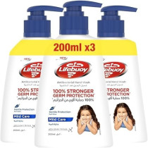 Lifebuoy Antibacterial Hand Wash, Mild Care For 100 Percentage Stronger Germ Protection And Hygiene, 200Ml X 3