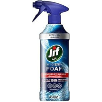 Jif Hygienic Foam Spray, Powered By Bleach, Kitchen For 100% Grease Removal, 450Ml