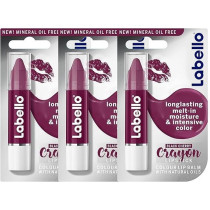 Labello Lipstick, Crayon Colour Lip Balm, Black Cherry, 3 X 3G