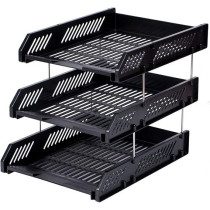 Deli Effective PS Material Three-Tier File Desk, Black
