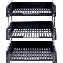 Deli Effective PS Material Three-Tier File Desk, Black