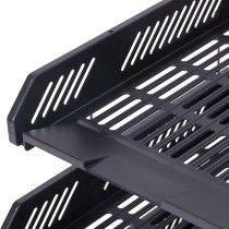 Deli Effective PS Material Three-Tier File Desk, Black