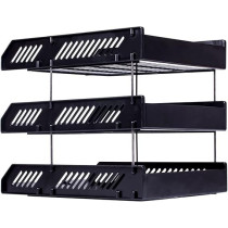 Deli Effective PS Material Three-Tier File Desk, Black