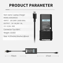 65 Watts AC Adapter Charger USB Type C, Black