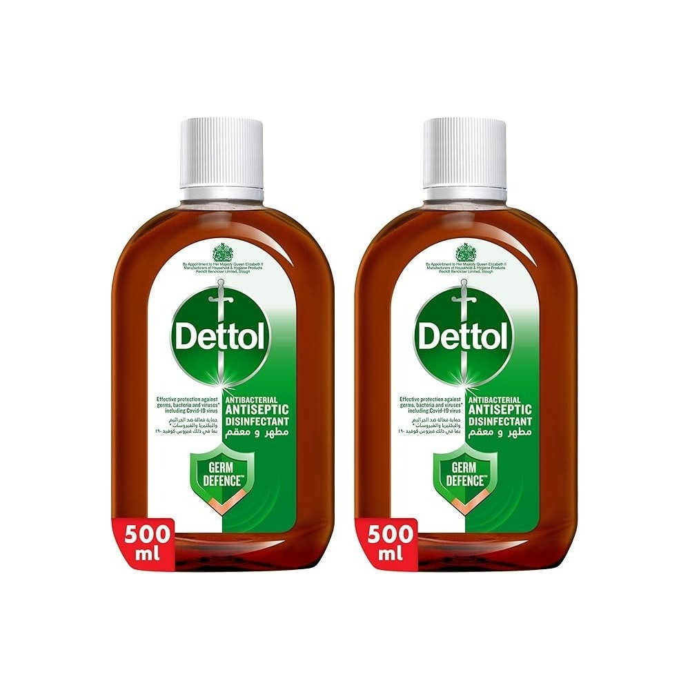Dettol Antiseptic Antibacterial Disinfectant Liquid, Pack Of 2, 500 ml