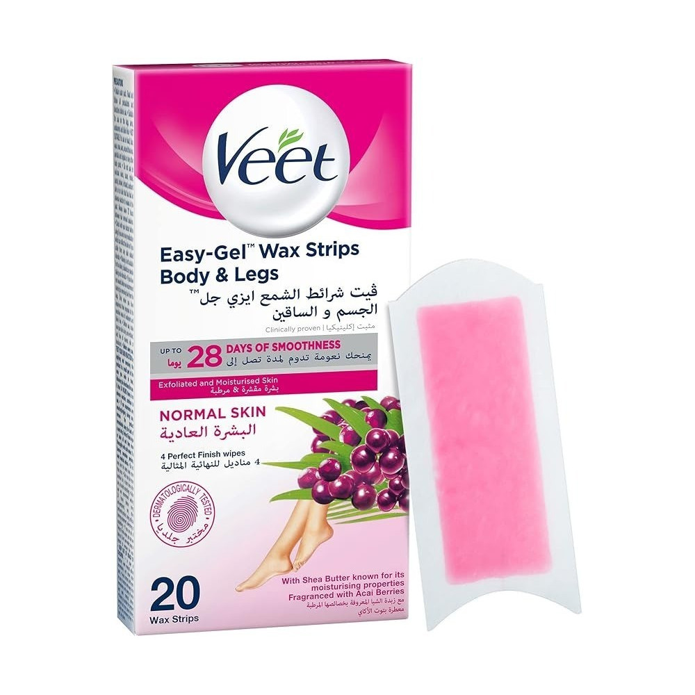 Veet Professional Hair Removal Easy-Gel Legs And Body 20 Wax Strips