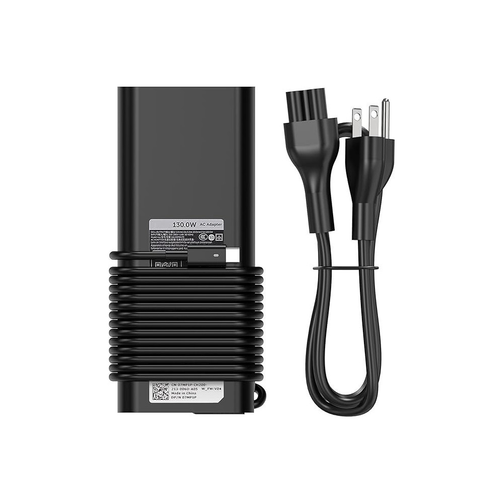 Bull-Tech Original Replacement Dell 130 W Laptop Charger USB Type-C, Black