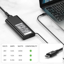 Bull-Tech Original Replacement Dell 130 W Laptop Charger USB Type-C, Black