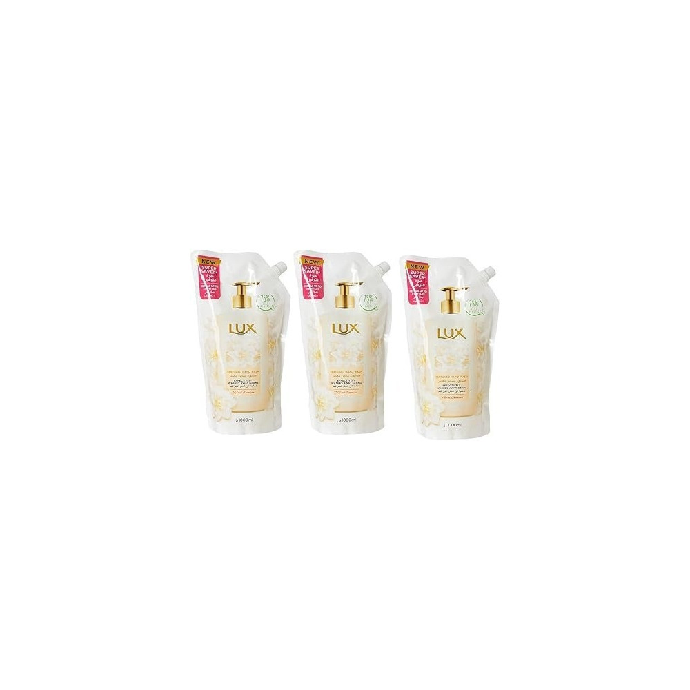 Lux Perfumed Hand Wash Refill Pouch Velvet Jasmine, Pack Of 3, 1000 ml