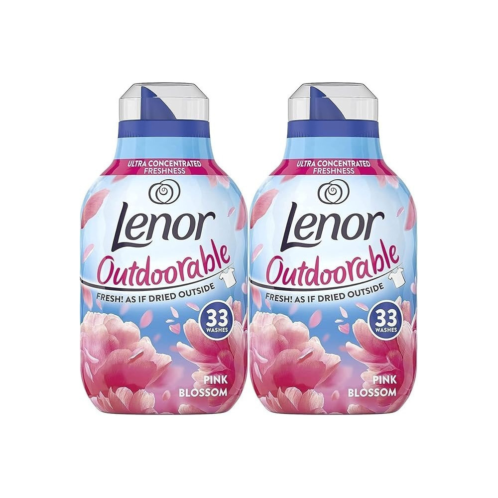 Lenor All-Weather Liquid Fabric Softener Pack 2 x 33 Washes Pink Blossom