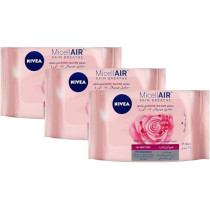 Nivea Skin Breathe Micellar Rose Water Wipes, Pack Of 3, 25 Pieces