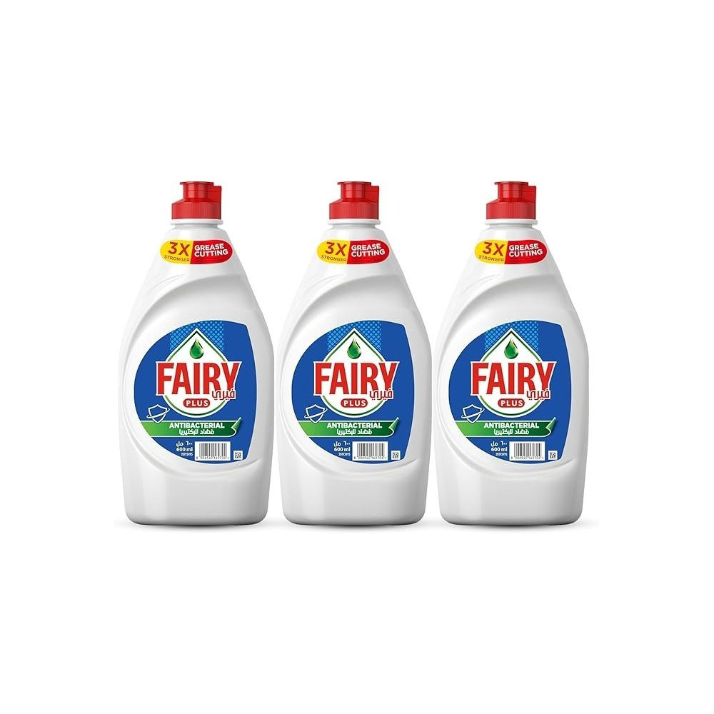 Fairy Plus Antibacterial Dishwashing Liquid Soap, Pack Of 3, 600 ml