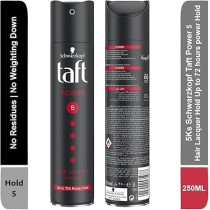 Schwarzkopf Taft Power 5 Hair Lacquer Hold Up To 72 Hours Power Hold, 250 ML