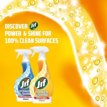 Jif Power And Shine Spray Cleaner, For Perfectly Shiny Surfaces, Kitchen Ultra Degreaser, 460Ml