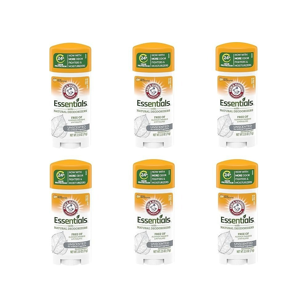 Arm & Hammer Essentials Unscented Deodorant, 71 G (Pack Of 6)