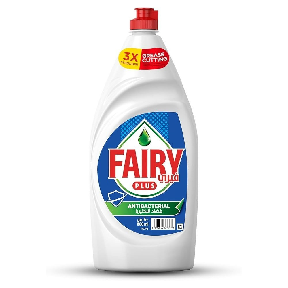Fairy Plus Antibacterial Dishwashing Liquid Soap, With Alternative Power To Bleach, 800Ml