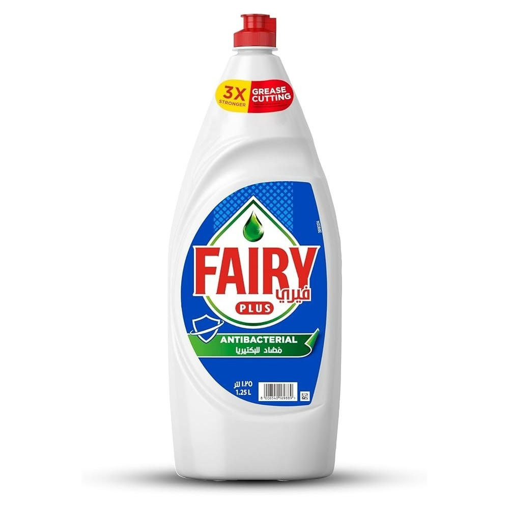 Fairy Plus Antibacterial Dishwashing Liquid Soap, With Alternative Power To Bleach, 1.25L