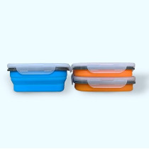 Exclusivo Bolsillo Foldable Bento Lunch Box (1Pcs) For Women Men And Kids With Spork And Lid Bpa Free, Collapsible And Leakproof Space Saving Food Storage Containers With 3 Compartments, Blue