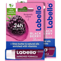 Labello Blackberry Shine Lip Balm, 24H Melt-In Moisture, With Shea Butter And Natural Oils Enriched With Vitamins, With Natural Ingredients, Mineral Oil Free, Vegan, 4.8G, Pack Of 2