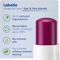 Labello Blackberry Shine Lip Balm, 24H Melt-In Moisture, With Shea Butter And Natural Oils Enriched With Vitamins, With Natural Ingredients, Mineral Oil Free, Vegan, 4.8G, Pack Of 2