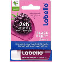 Labello Blackberry Shine Lip Balm, 24H Melt-In Moisture, With Shea Butter And Natural Oils Enriched With Vitamins, With Natural Ingredients, Mineral Oil Free, Vegan, 4.8G