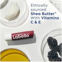 Labello Blackberry Shine Lip Balm, 24H Melt-In Moisture, With Shea Butter And Natural Oils Enriched With Vitamins, With Natural Ingredients, Mineral Oil Free, Vegan, 4.8G