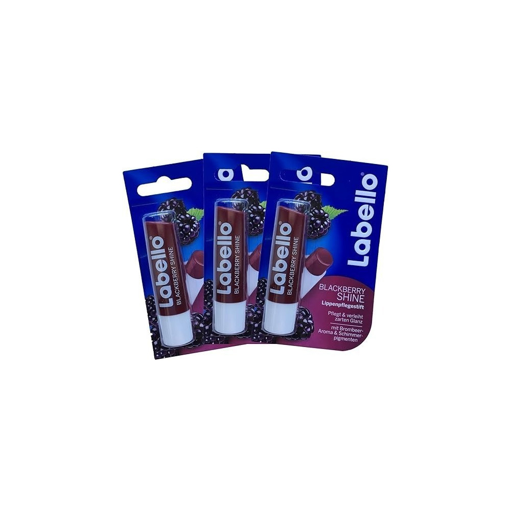 Labello Blackberry Shimmer Lip Gloss Balm, 4.8G, Pack Of 3