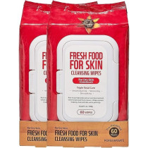 Farmskin Freshfood For Skin Facial Cleansing Wipes Makeup Daily Remover Pomegranate For Dry Skin, 60 Count, Pack Of 2