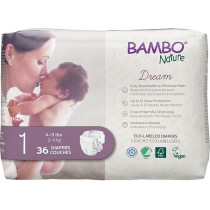 Bambo Nature Eco-Friendly Diapers, Size 1, 2-4Kg, 36Pcs