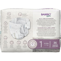 Bambo Nature Eco-Friendly Diapers, Size 1, 2-4Kg, 36Pcs