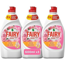 Fairy Dishwashing Liquid, Rose Bloom, 3 X 600Ml