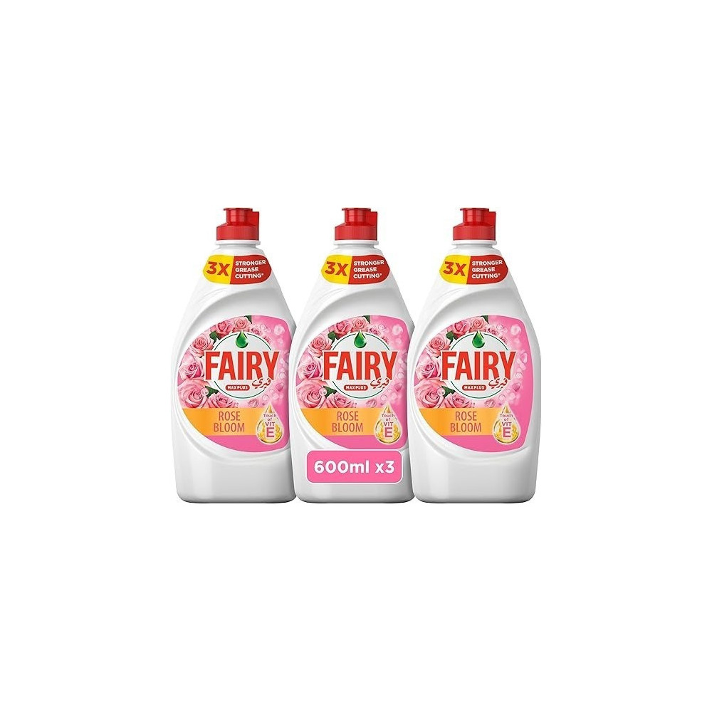 Fairy Dishwashing Liquid, Rose Bloom, 3 X 600Ml