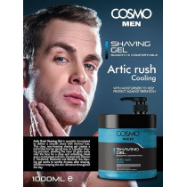 Cosmo Designs Men Artic Rush Cooling Smooth And Comfortable Shaving Gel, 1000Ml