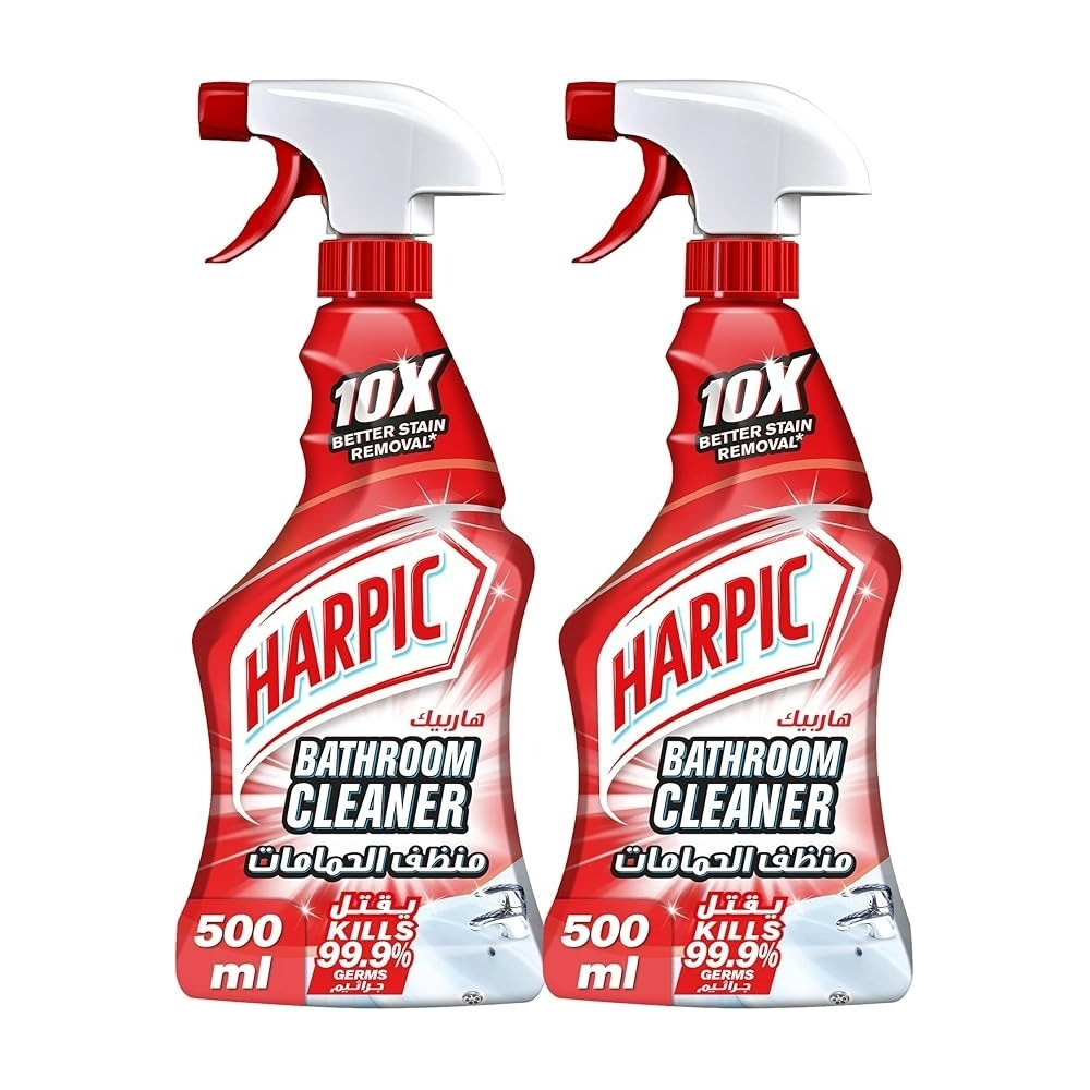 Harpic Bathroom Cleaner Trigger Spray For 10X Better Stain Removal, 500Ml, Pack Of 2
