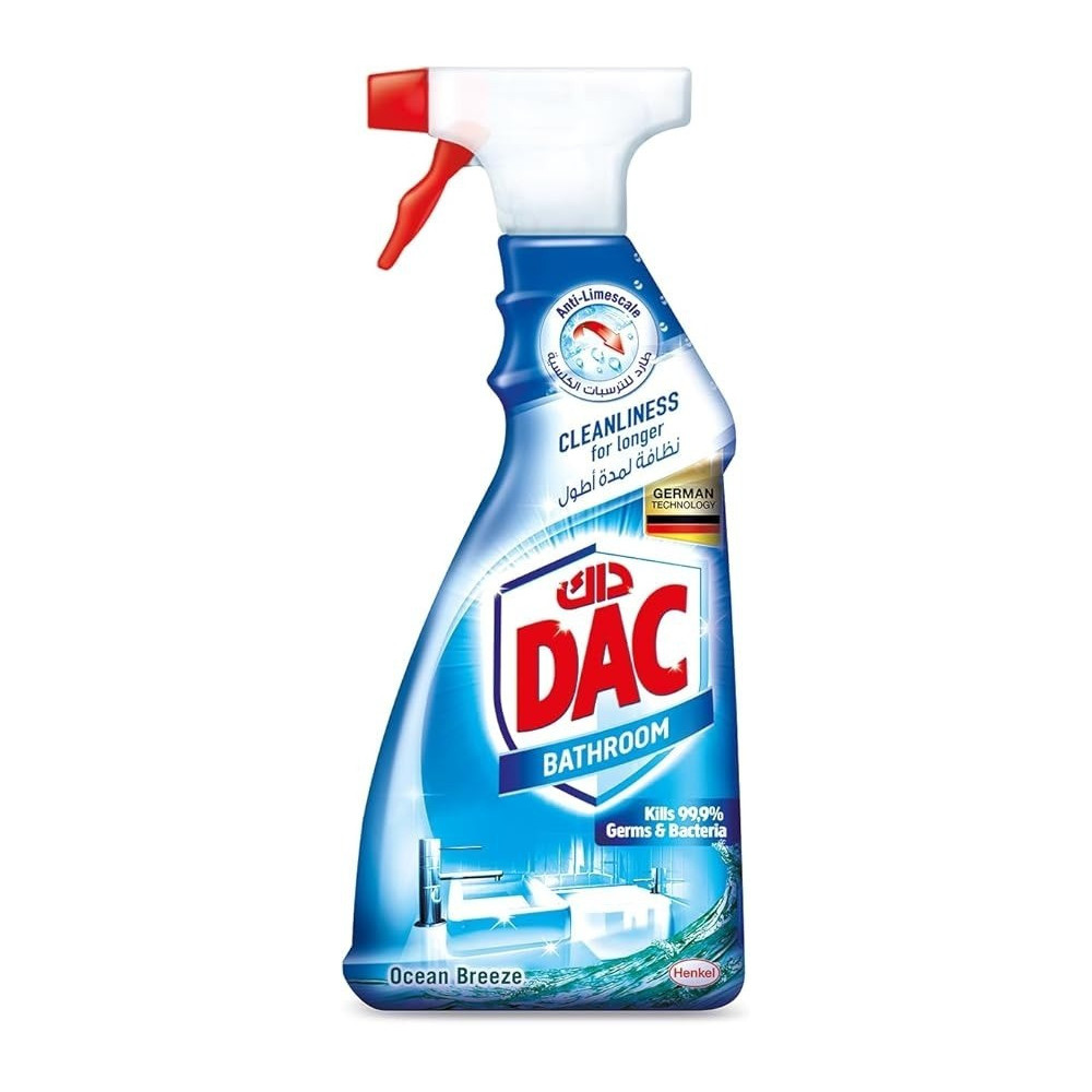 Dac Bathroom Cleaner Trigger Spray Ocean Breeze, 99.9% Germs And Bacteria Removal, With Limescale Repel Technology And Long-Lasting Cleanliness, 500 Ml