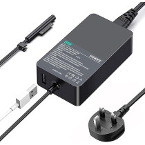 Dtk Surface Pro Charger, 15V 4A 65W Laptop Power Adapter For Microsoft Surface Pro 3/4/5/6/7/8/X Surface Book 1 2 3 Surface Go 1 2 Surface Tablet With Usb Charging Port, Black