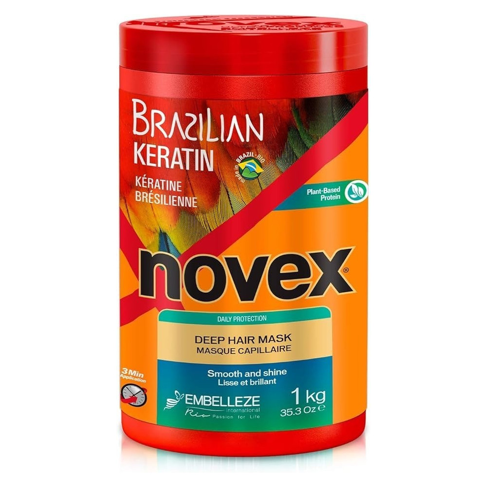 Novex Embelleze Brazilian Keratin Deep Conditioning Mask, Rebuilding Keratin Treatment Mask For Smoothing, Straightening, Strengthening And Moisturizing All Hair Types Good For Men And Women, 1Kg