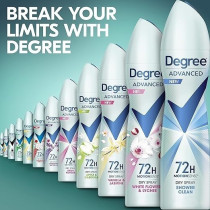 Degree Advanced Antiperspirant Deodorant Dry Spray 72-Hour Sweat And Odor Protection Shower Clean Deodorant Spray For Women With Motion Sense Technology, 107G, Pack Of 4