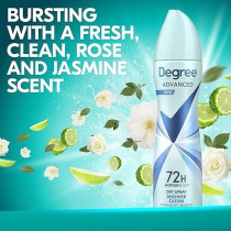 Degree Advanced Antiperspirant Deodorant Dry Spray 72-Hour Sweat And Odor Protection Shower Clean Deodorant Spray For Women With Motion Sense Technology, 107G, Pack Of 4